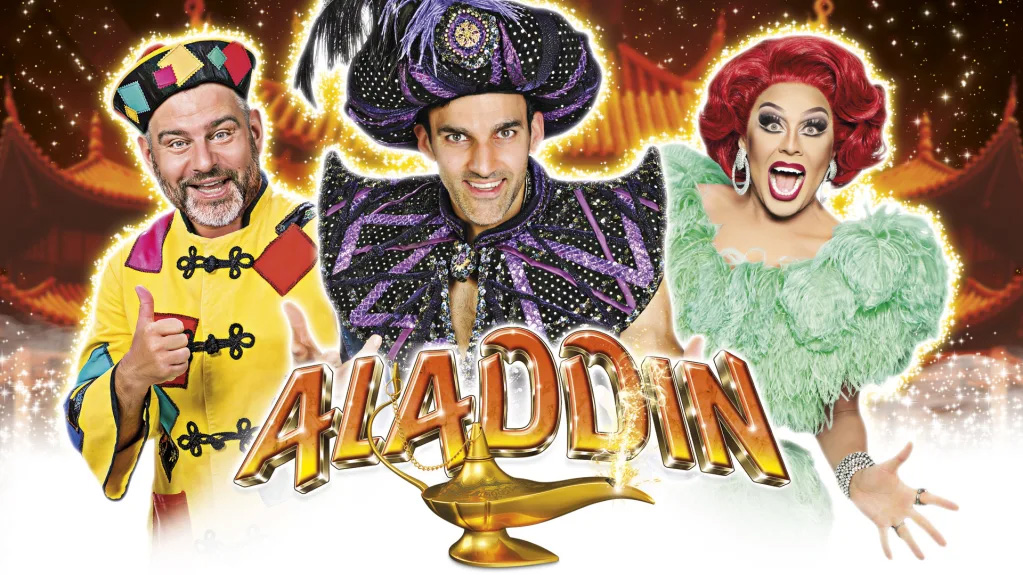 Production poster for Aladdin at Aylesbury Waterside Theatre.
