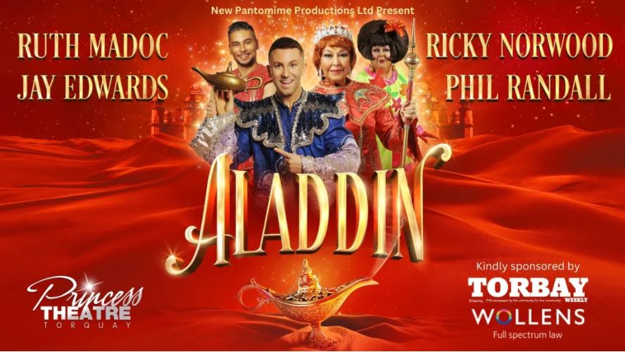 Production poster for Aladdin at Princess Theatre Torquay.
