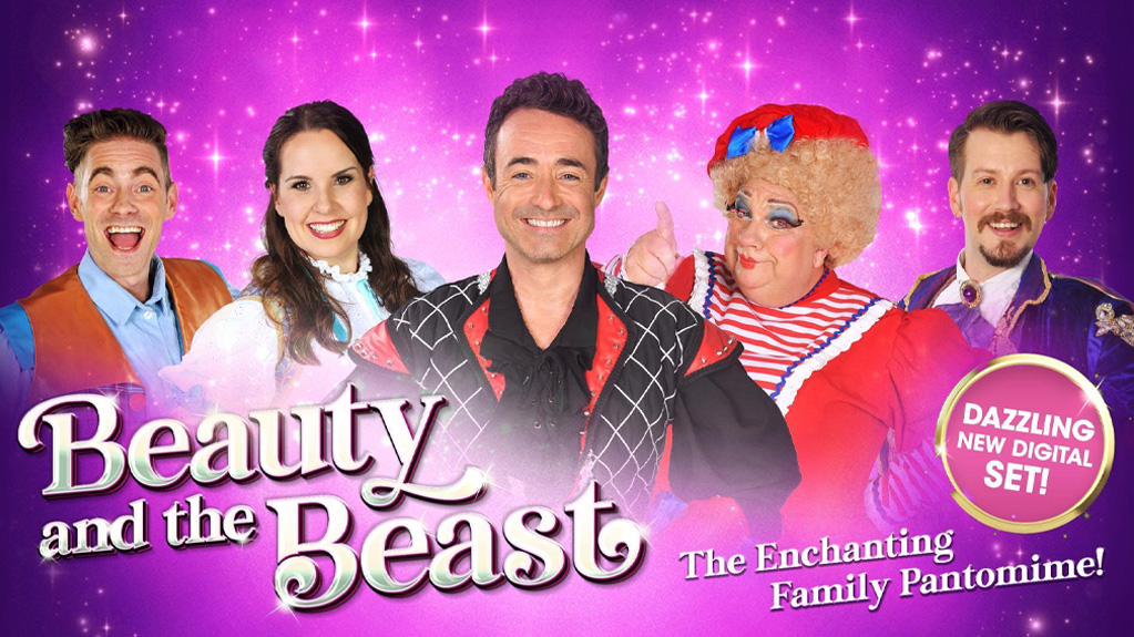 Production poster for Beauty and the Beast at Swansea Grand Theatre.