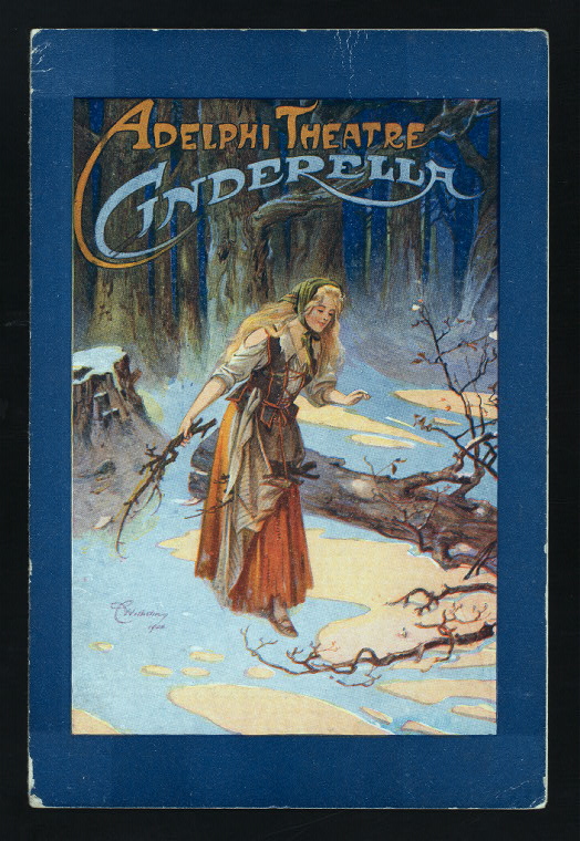 A vintage poster for Cinderella at the Adelphi Theatre in the 19th century.