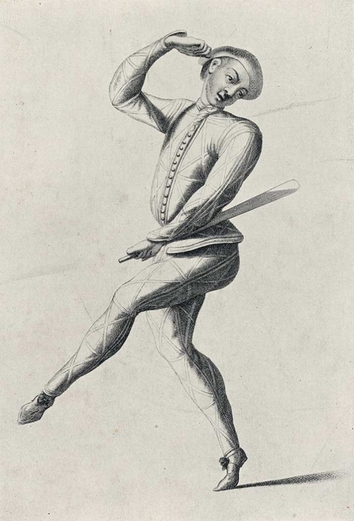 A sketch of John Rich as Harlequin, 1720.