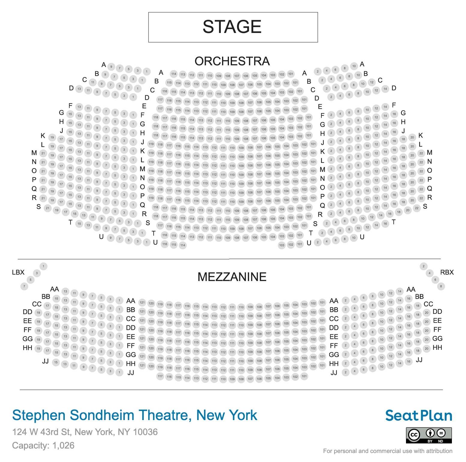 Chart Of Stephen Sondheim Theater Seating