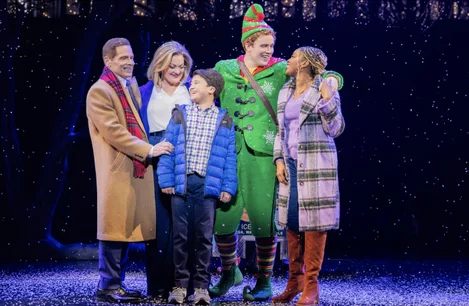 Buddy and his family in Elf on Broadway