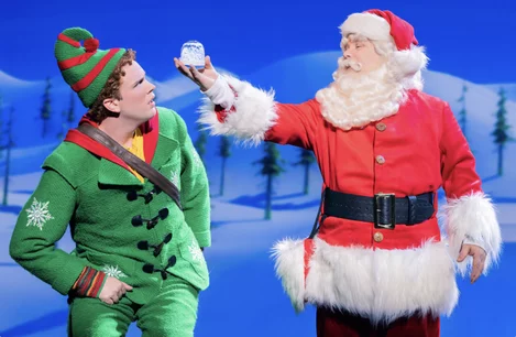 Buddy and Santa in Elf on Broadway