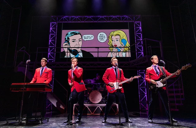 Adam Bailey, Ben Joyce, Benjamin Yates and Karl James Wilson in Jersey Boys at Trafalgar Theatre