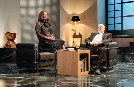 Doon Mackichan and John Malkovich in Bitter Wheat at the Garrick Theatre