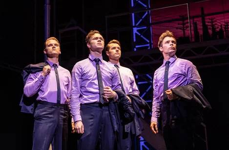 Karl James Wilson, Ben Joyce, Adam Bailey, Benjamin Yates in Jersey Boys at Trafalgar Theatre