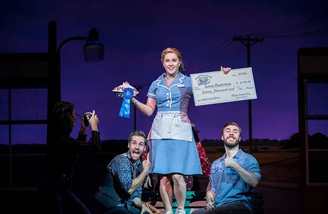 Lucie Jones and the cast of Waitress at the Adelphi Theatre London