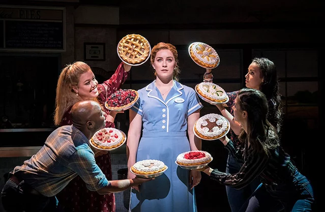 Lucie Jones and the cast of Waitress at the Adelphi Theatre London