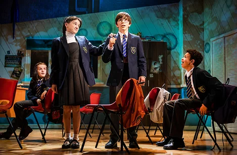 Matilda Hopkins and Michael Hawkins in The Secret Diary of Adrian Mole at the Ambassador's Theatre London