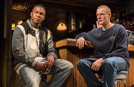 Osy Ikhile and Patrick Gibson in Sweat at the Gielgud Theatre, London