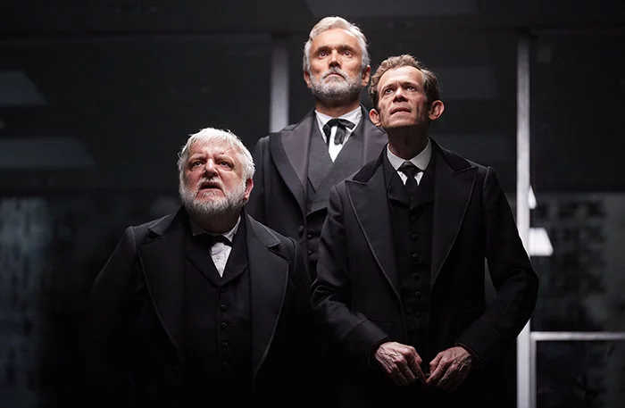 Simon Russell Beale, Ben Miles and Adam Godley in The Lehman Trilogy at Piccadilly Theatre London