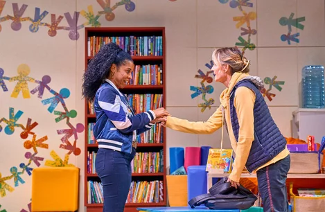 Susan Kelechi Watson and Helen Hunt in Eureka Day at the Old Vic Theatre