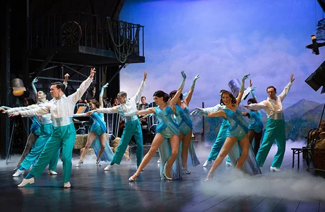 The cast of White Christmas at the Dominion Theatre, London