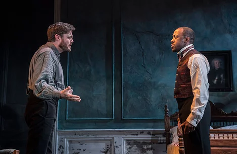 Tom Burke and Giles Terera in Rosmersholm at the Duke of York's Theatre