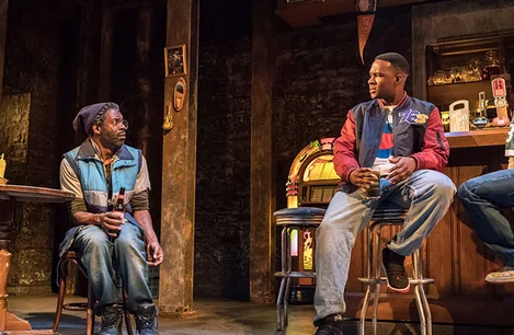 Wil Johnson and Osy Ikhile in Sweat at the Gielgud Theatre, London