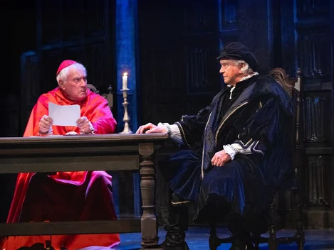 Nicholas Day and Martin Shaw in A Man for All Seasons at the Harold Pinter Theatre