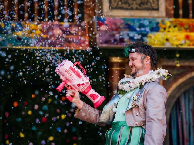Michael Grady-Hall plays Puck in A Midsummer Night's Dream at Shakespeare's Globe