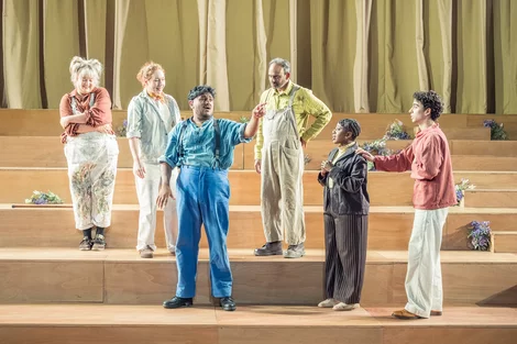 Nadeem Islam (centre) and the cast of A Midsummer Night's Dream