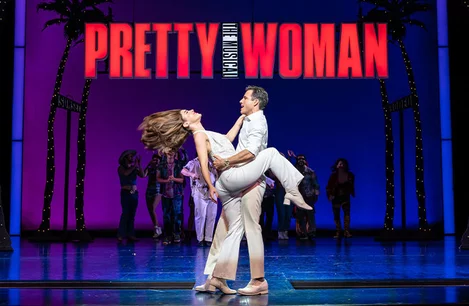 Aimie Atkinson as Vivian and Danny Mac as Edward, dancing in the Pretty Woman musical
