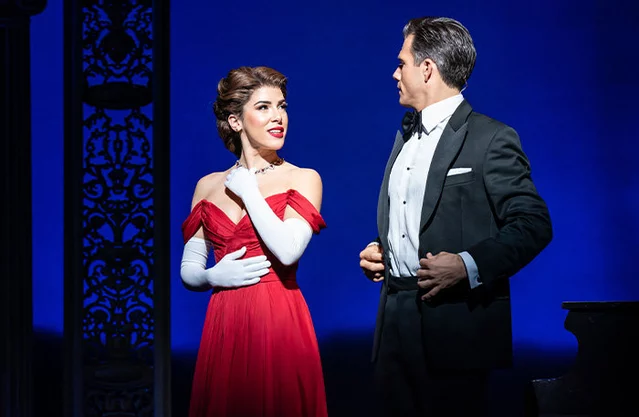 Aimie Atkinson as Vivian and Danny Mac as Edward, in evening wear in Pretty Woman: The Musical