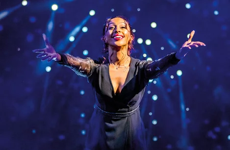 Jac Yarrow as The Narrator in Joseph and the Amazing Technicolor Dreamcoat at the London Palladium