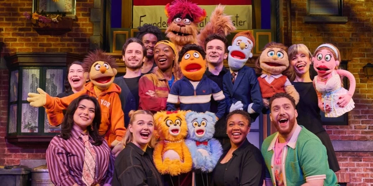 The cast of Avenue Q at Shaftesbury Theatre