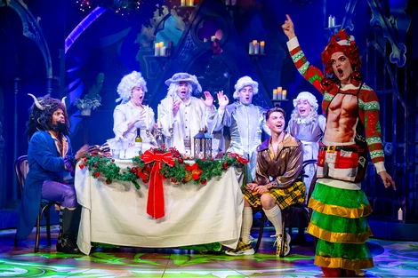 Keanu Adolphus Johnson, Matt Kennedy, Matthew Baldwin and the company of Beauty and the Beast