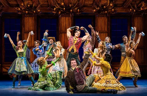 The cast of Beauty and the Beast at the London Palladium perform "Gaston"