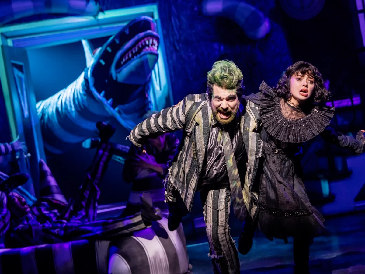 Justin Collette and Isabella Esler star in Beetlejuice on Broadway