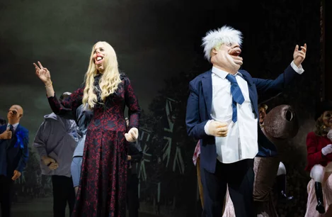 Carrie and Boris Johnson in Spitting Image The Musical