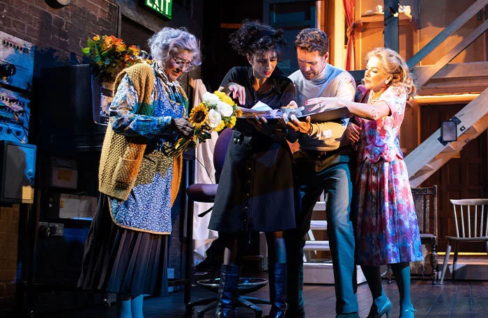 The cast of Noises Off at the Garrick Theatre, London