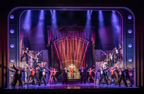The cast of Anything Goes at the Barbican Theatre