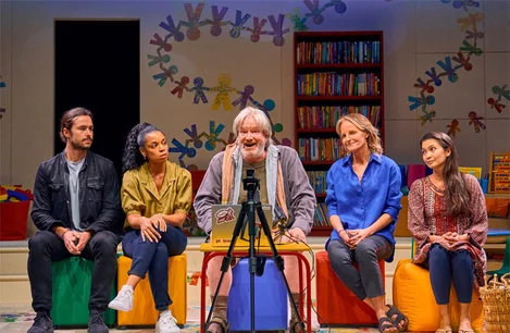 The cast of Eureka Day at the Old Vic Theatre