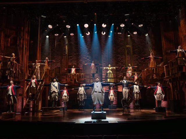 The cast of Hamilton on Broadway