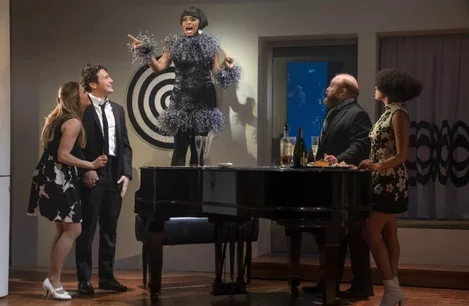 The cast of Merrily We Roll Along on Broadway