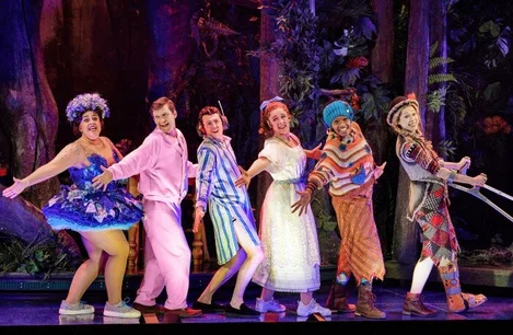 The cast of Peter Pan Goes Wrong on Broadway