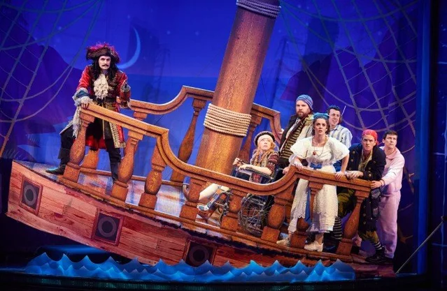 The cast of Peter Pan Goes Wrong on Broadway