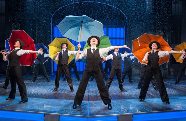 The cast of Singin' in the Rain at Sadler's Wells, London