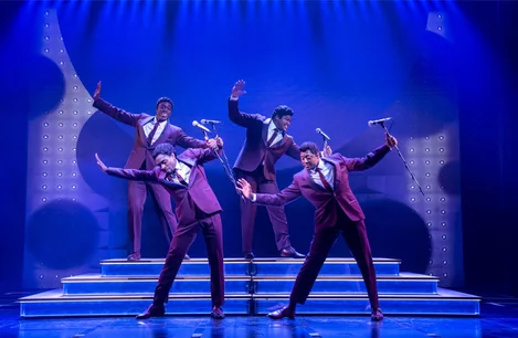 Adam J Bernard, Tarinn Callender, Matt Henry and Tosh Wanogho-Maud perform in The Drifters Girl