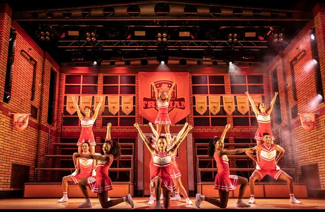 The cast of Bring It On at Queen Elizabeth Hall perform a cheerleading sequence