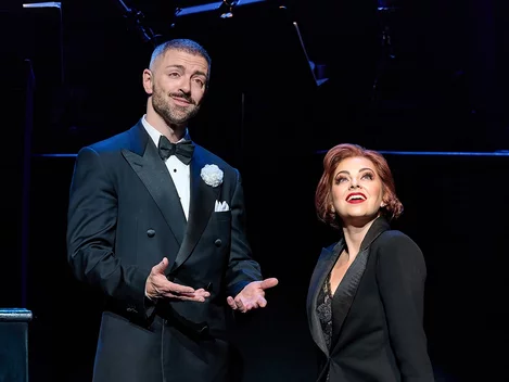 Matteo Lane as Billy Flynn and Krysta Rodriguez as Roxie Hart in Chicago Broadway