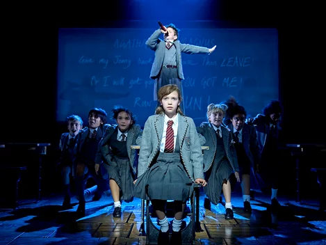 The child cast of Matilda at the Cambridge Theatre