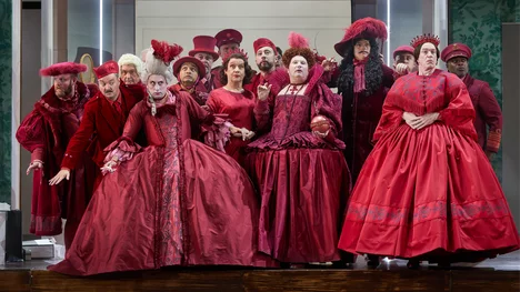 The chorus of the ENO in Cinderella (La Cenerentola)