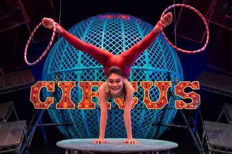AN acrobat performs as part of Cirque Berserk