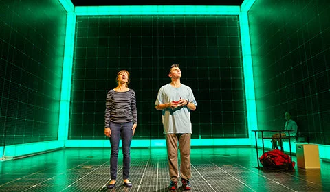 Joshua Jenkins and Emma Beattie in The Curious Incident of the Dog in the Night-Time at the Piccadilly Theatre, photograph by Brinkhoff Mögenburg