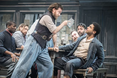 Philip Cumbus, Matt Mordak, Daniel Norford, Levi Brown, and Chris Nayak in Cyrano de Bergerac.