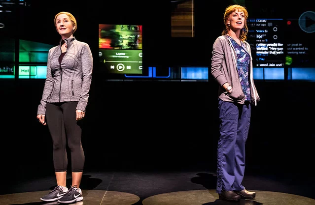 Lauren Ward (Cynthia Murphy) and Rebecca McKinnis (Heidi Hansen) in Dear Evan Hansen at the Noel Coward Theatre, London