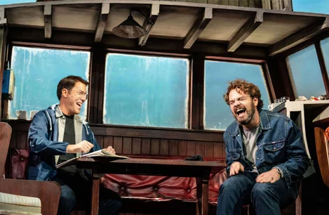 Demetri Goritsas (Roy Scheider) and Liam Murray Scott (Richard Dreyfuss) in The Shark Is Broken