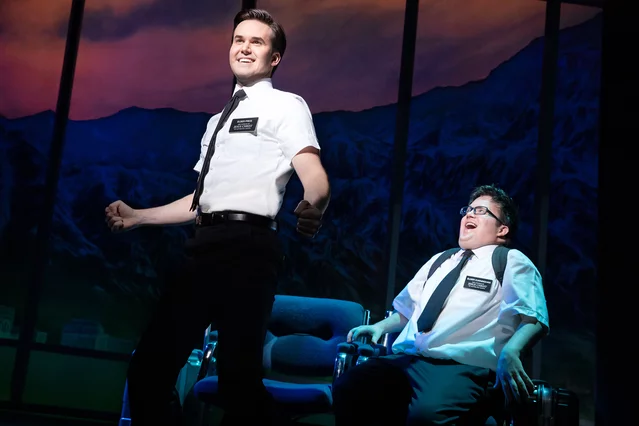 Elder Price and Elder Cunningham in The Book of Mormon, NYC